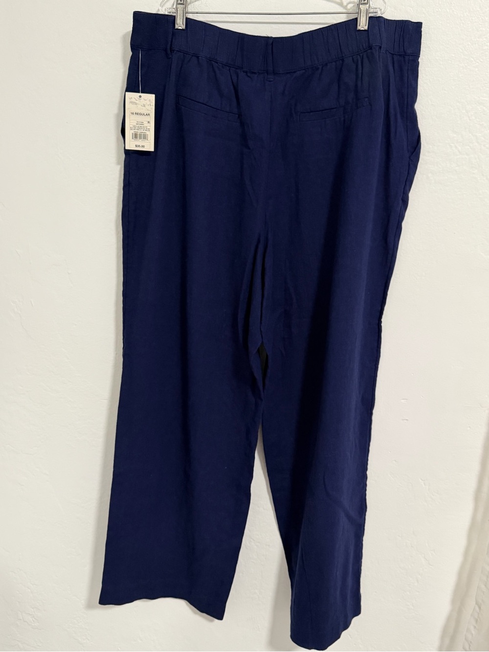 A New Day NWT Navy Linen Blend Cropped Wide Leg Pants Size 16 NWT - Picture 2 of 15